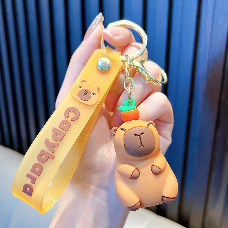 Cute Capybara toys kawaii 3d Plastic PVC cartoon Anime Animal Doll Car capybara backpack KeyChain Bag charm Pendant Accessories