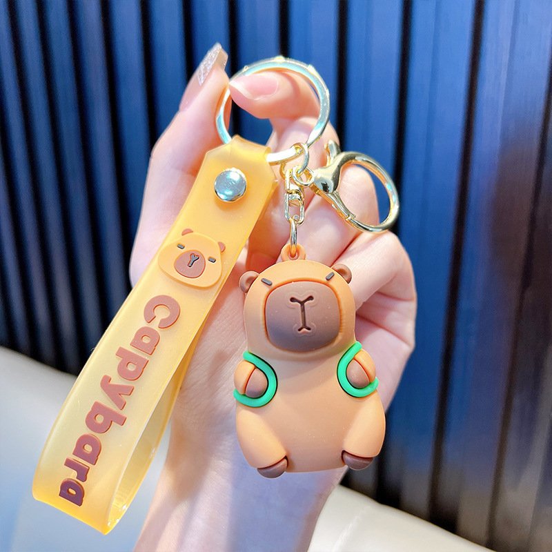 Cute Capybara toys kawaii 3d Plastic PVC cartoon Anime Animal Doll Car capybara backpack KeyChain Bag charm Pendant Accessories
