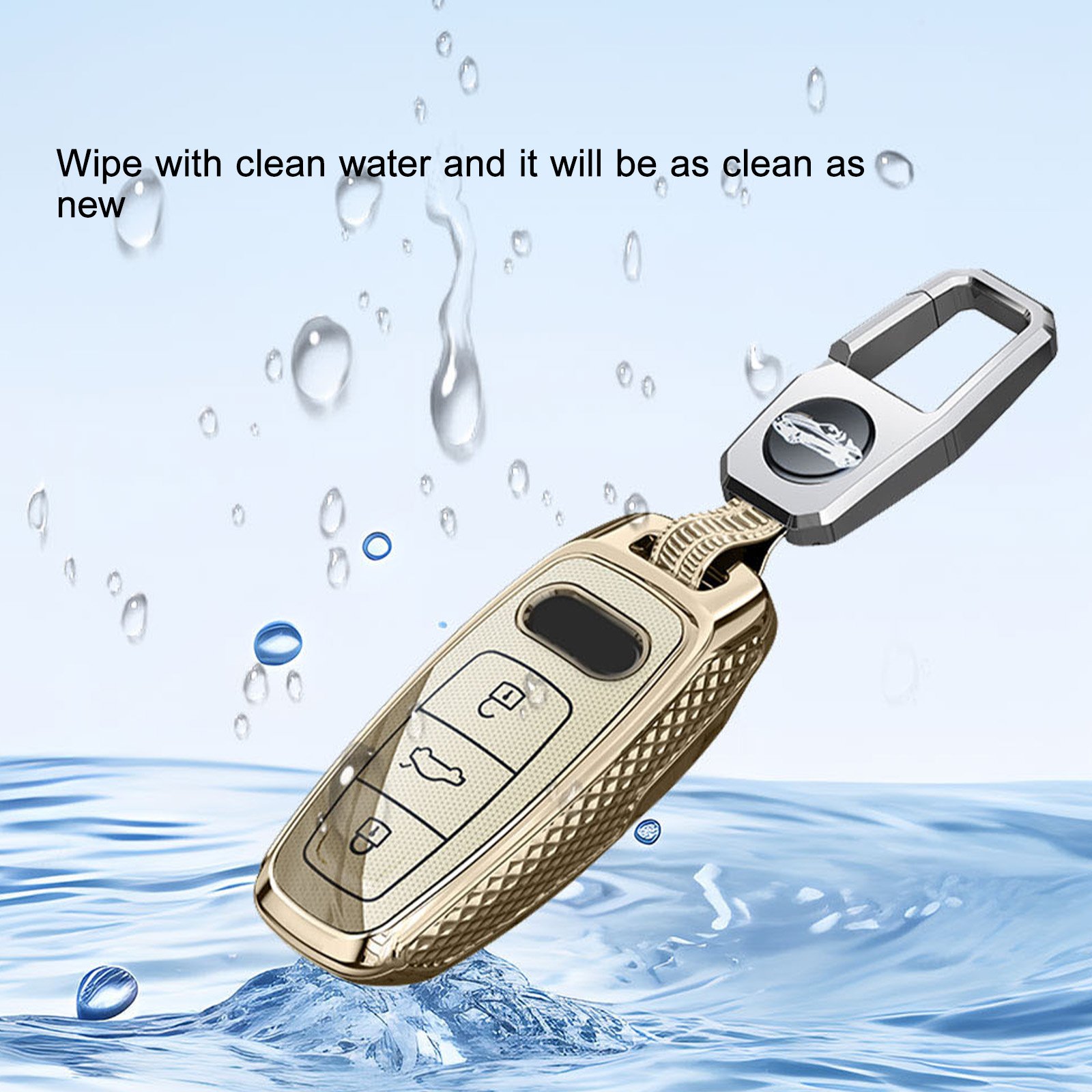 Metal Remote Key Fob Cover Audi A3 A2 Q3 S3 RS3 Keyless Shell Keychain Protector Car Accessory Key Ring Styling Protection