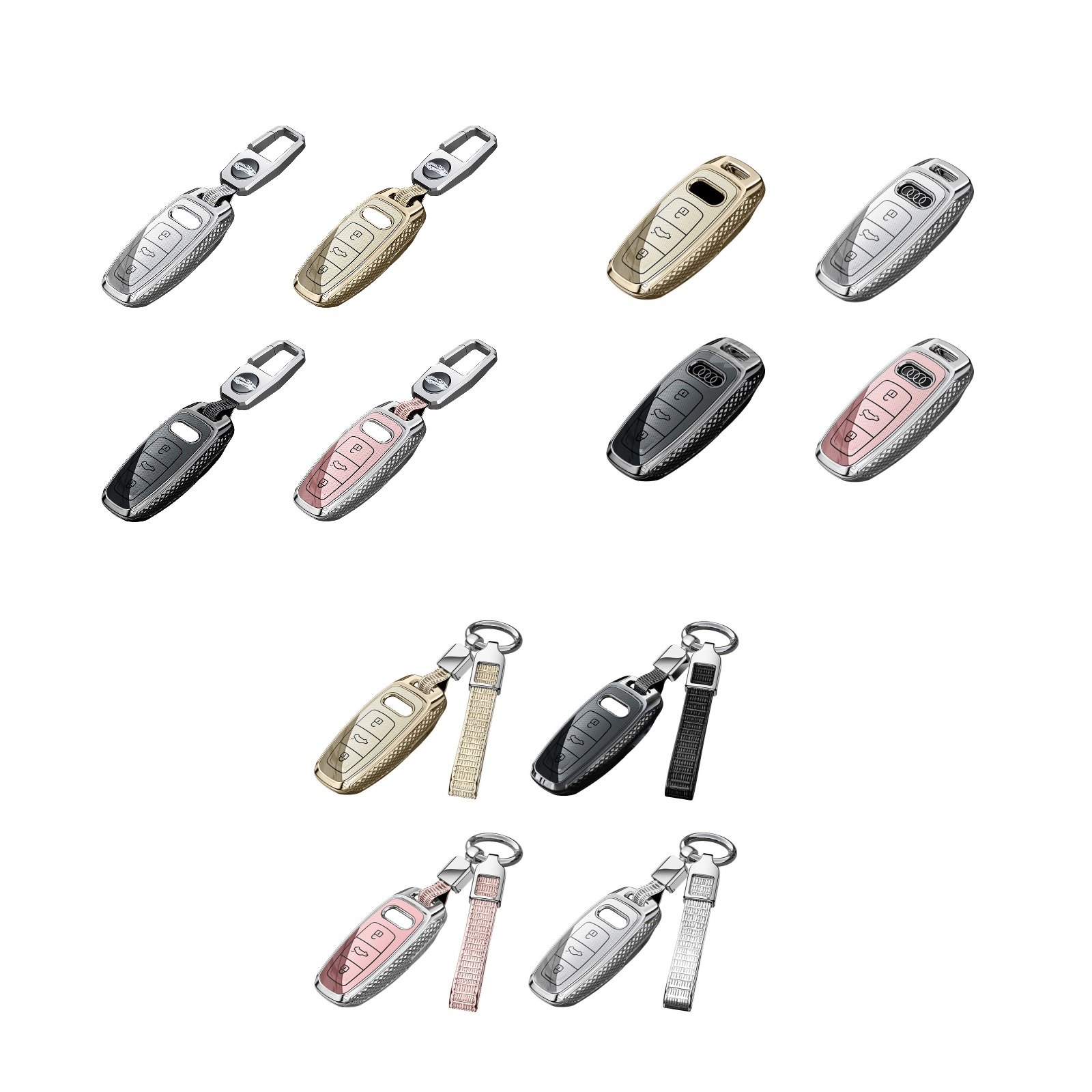 Metal Remote Key Fob Cover Audi A3 A2 Q3 S3 RS3 Keyless Shell Keychain Protector Car Accessory Key Ring Styling Protection