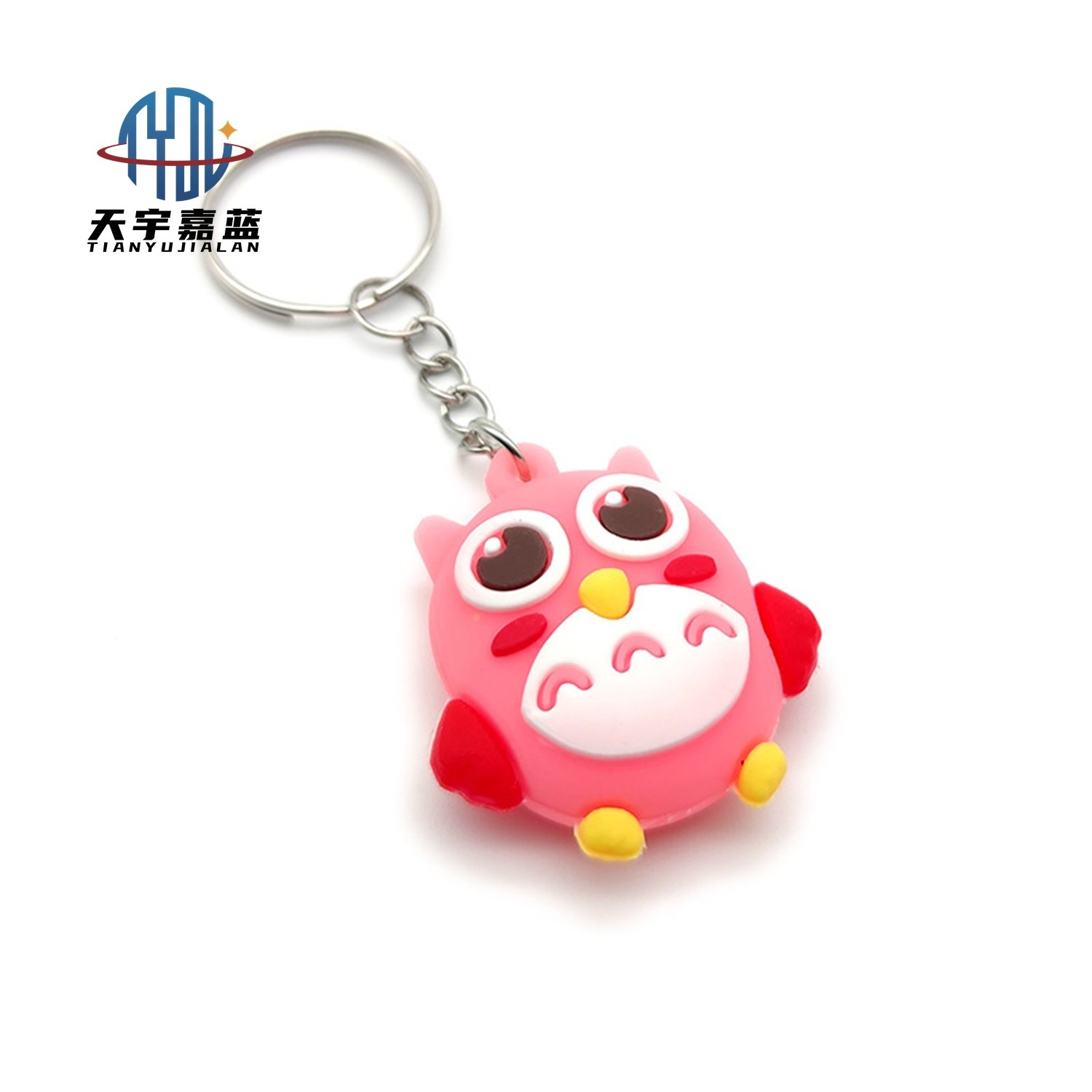 Tianyu Custom 3D Pvc Cute Cartoon Owl Keychains Anime Rubber Key Chains Accessories Factory Wholesale Soft Cute Keychain For Kid