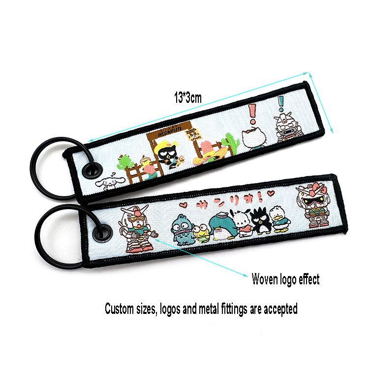 YYX Creative Fabric Keychain Jet Tag Custom Cartoon Anime Cute Woven Logo Fabric Keychain Jet Tag bag decoration accessories