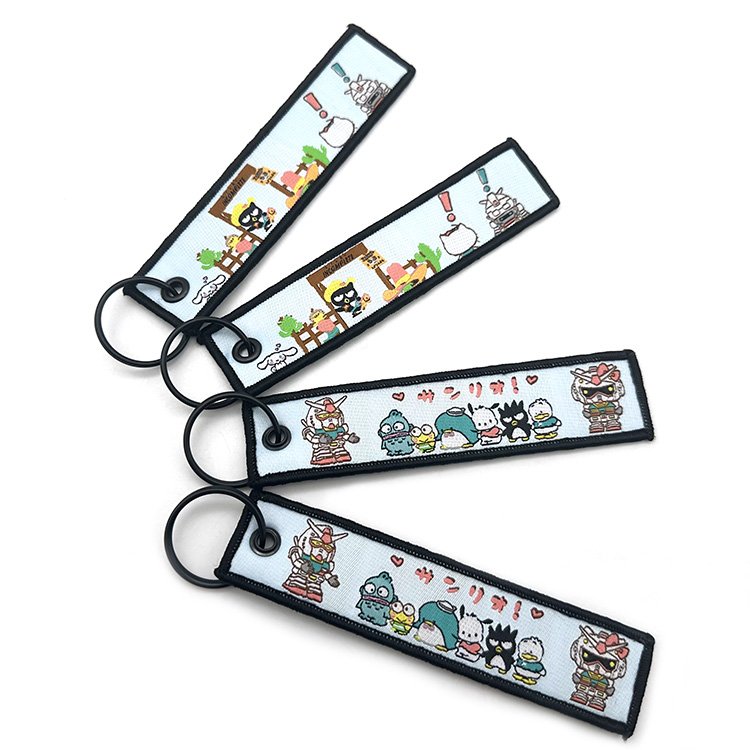 YYX Creative Fabric Keychain Jet Tag Custom Cartoon Anime Cute Woven Logo Fabric Keychain Jet Tag bag decoration accessories