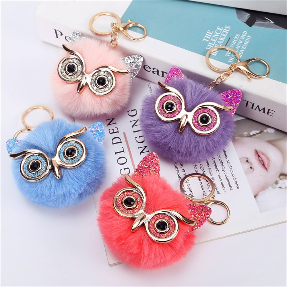 Fashion Custom Owl Plush Keychain Car Bag Key Accessories Pendant Key Ring Cute Mini Plush Toy Key Chain