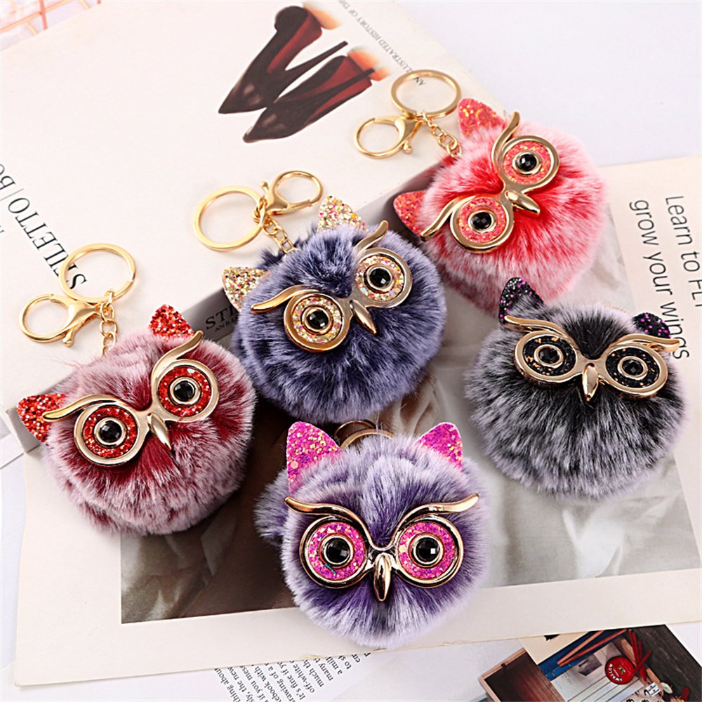 Fashion Custom Owl Plush Keychain Car Bag Key Accessories Pendant Key Ring Cute Mini Plush Toy Key Chain