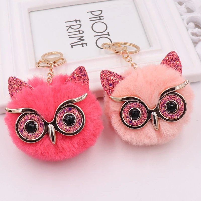Fashion Custom Owl Plush Keychain Car Bag Key Accessories Pendant Key Ring Cute Mini Plush Toy Key Chain