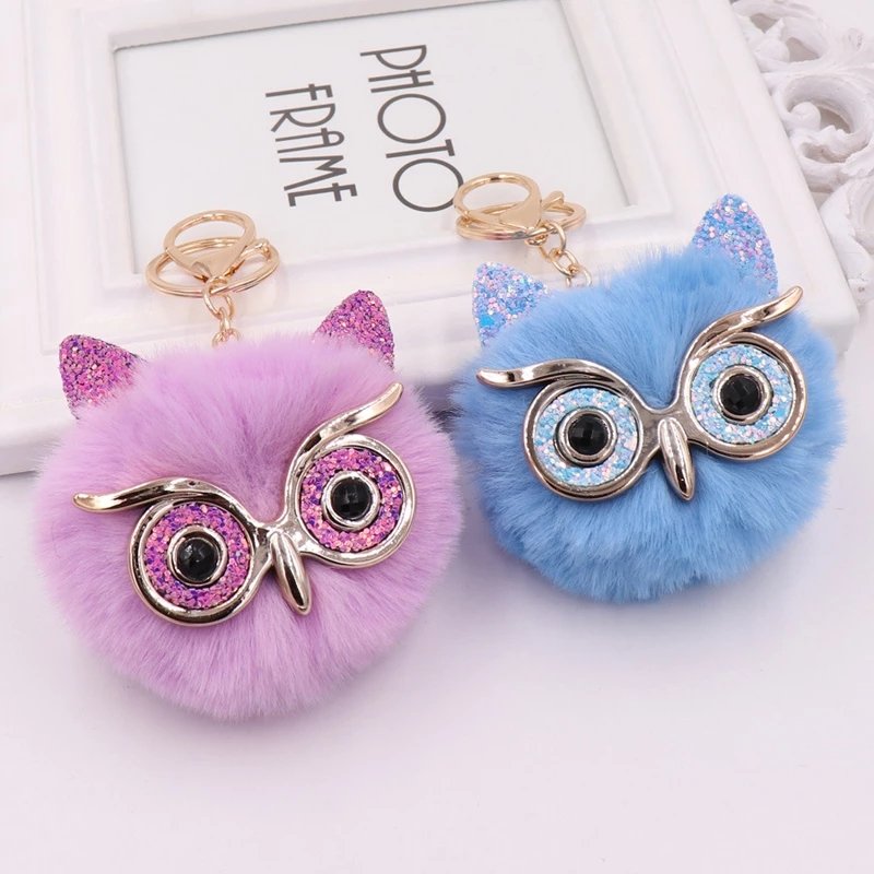 Fashion Custom Owl Plush Keychain Car Bag Key Accessories Pendant Key Ring Cute Mini Plush Toy Key Chain