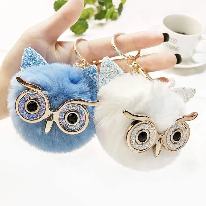 Fashion Custom Owl Plush Keychain Car Bag Key Accessories Pendant Key Ring Cute Mini Plush Toy Key Chain