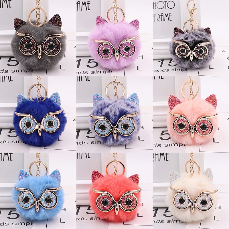Fashion Custom Owl Plush Keychain Car Bag Key Accessories Pendant Key Ring Cute Mini Plush Toy Key Chain