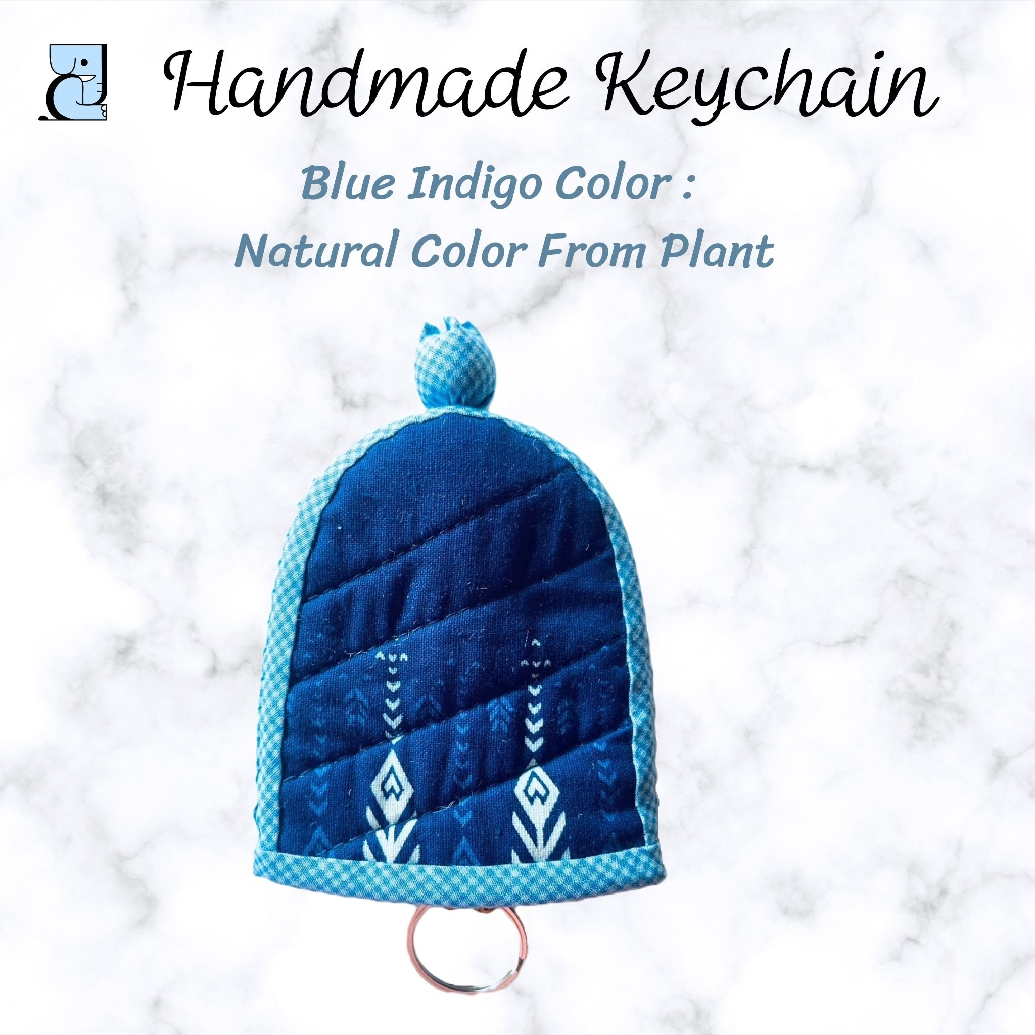 Thailand Creative Indigo Tie-Dyed Fabric Keychains Keyring Holder Souvenirs Promotional Car Accessories for Mother's Day Gifts