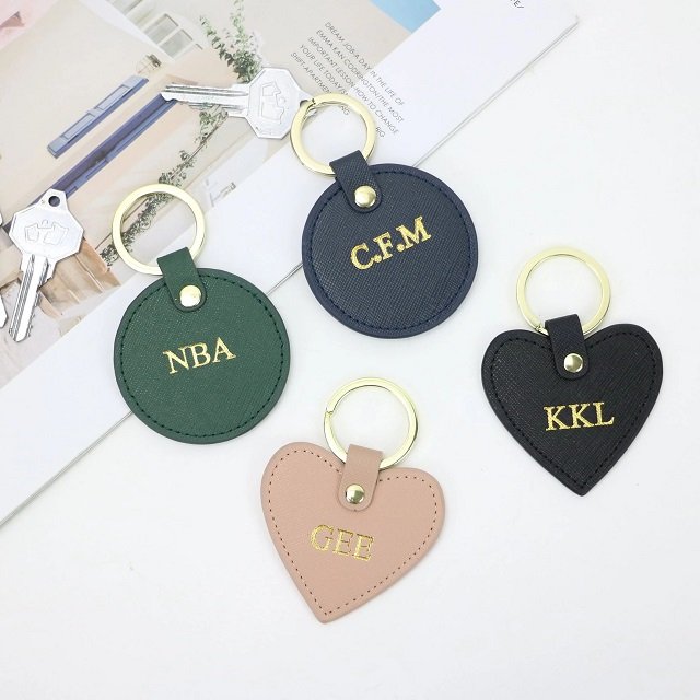 Blank Heart Round Leather Keychains Square MDF Keychains Sublimation Heat Transfer Keychains
