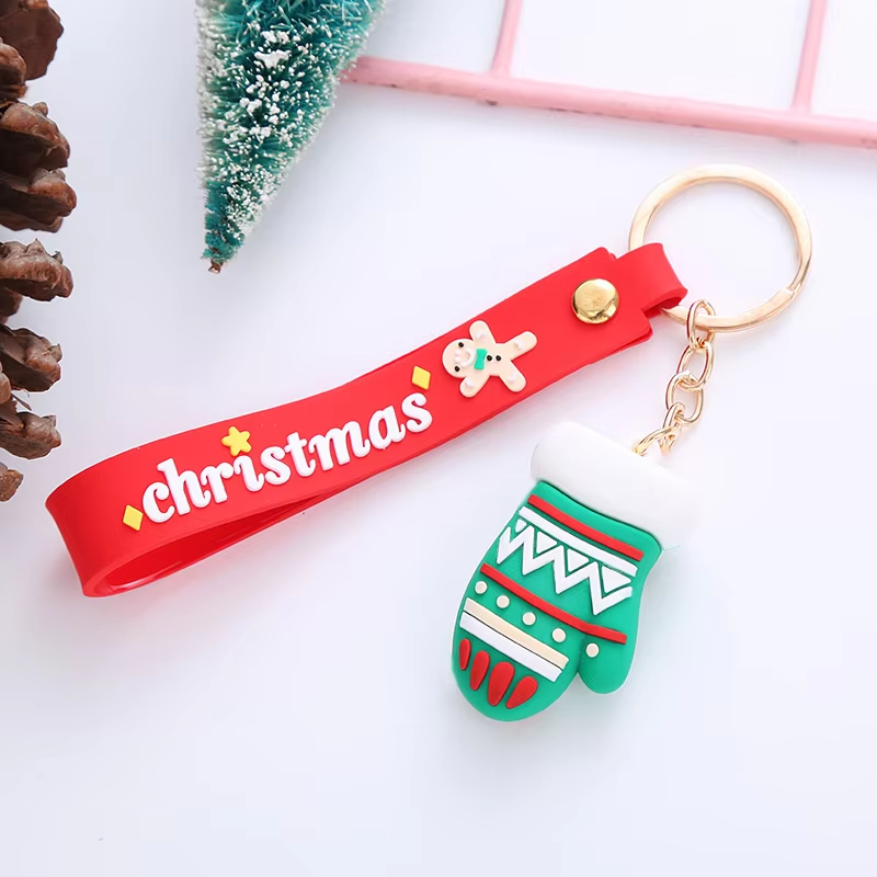 Wholesale Christmas Gifts Cute Soft Glue Doll Cute Key Ring Xmas Tree Snowman Accessories Pendant Keyring
