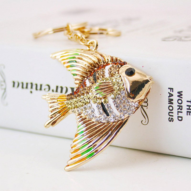 Wholesale Cute Key Chain Enamel Crystal Fish Pendant Multicolor Tropical Fish Keychain For Decoration