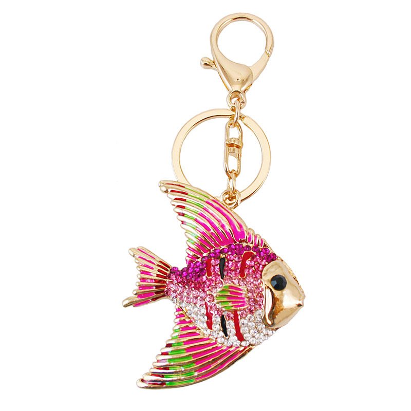 Wholesale Cute Key Chain Enamel Crystal Fish Pendant Multicolor Tropical Fish Keychain For Decoration