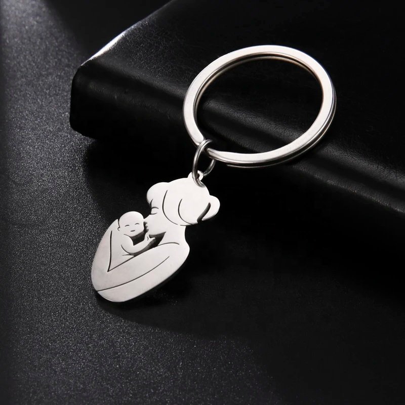 Family New Born Baby Mother And Kid Keychain Car Key Chain Stainless Steel Jewelry Accessories Mother's Day Gift For Wife Mom