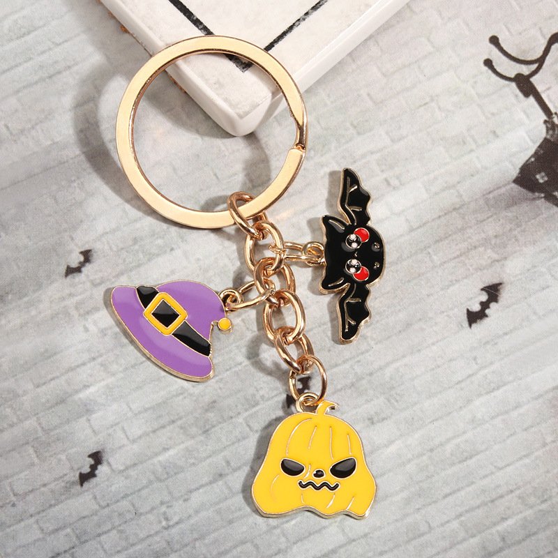 New Creative Halloween Cartoon Funny Pumpkin Ghost Alloy Doll Key Chain Car Bag Pendant For Friends Holiday Party Gifts Key Ring