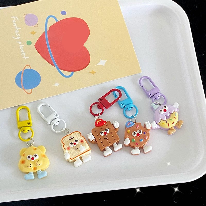 Kawaii Simulation Food Cookies Keychain Pendant Bag Charm Key Ring Accessories Backpack Decoration For Children Gifts