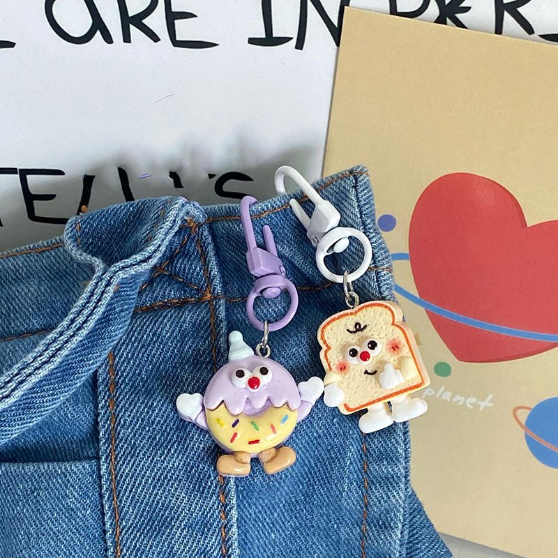 Kawaii Simulation Food Cookies Keychain Pendant Bag Charm Key Ring Accessories Backpack Decoration For Children Gifts