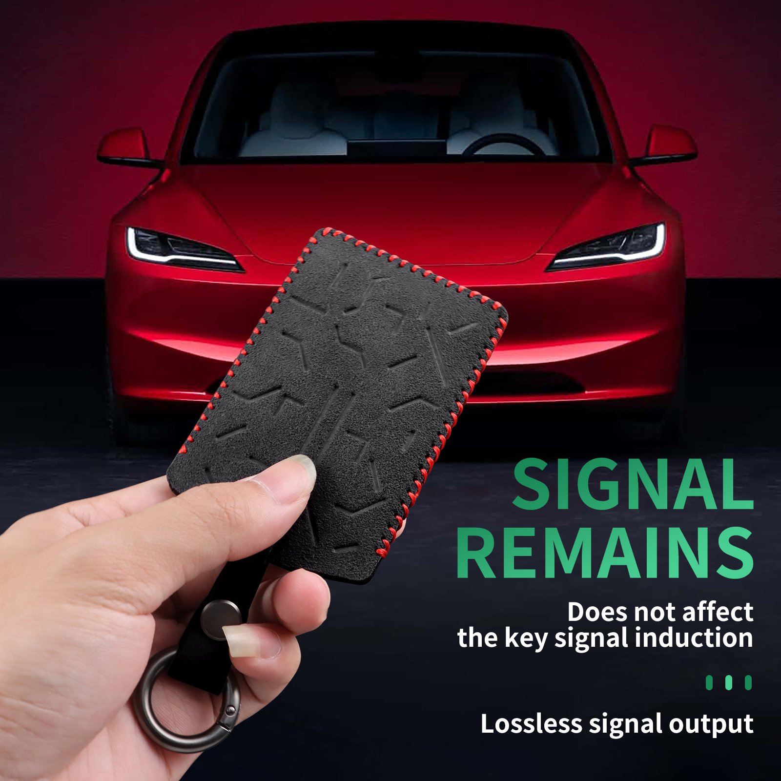 2024 Electric Car Accessories Tesla Model 3 Y X S Italian Top Case Card Pouch Suede Remote Control Key Case