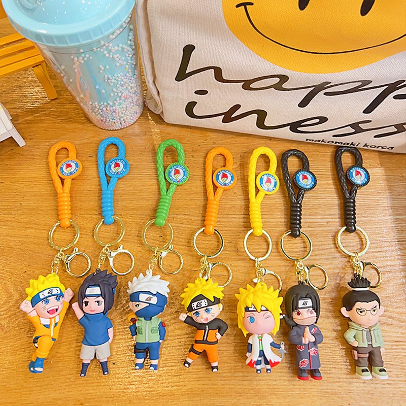 3D Doll Lovely Cartoon Ninja Keychain Car Key Accessories Promotional Gifts Anti-Lost Key Chain with Wrist Strap PVC Key Ring