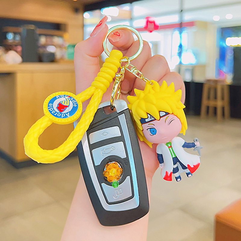 3D Doll Lovely Cartoon Ninja Keychain Car Key Accessories Promotional Gifts Anti-Lost Key Chain with Wrist Strap PVC Key Ring