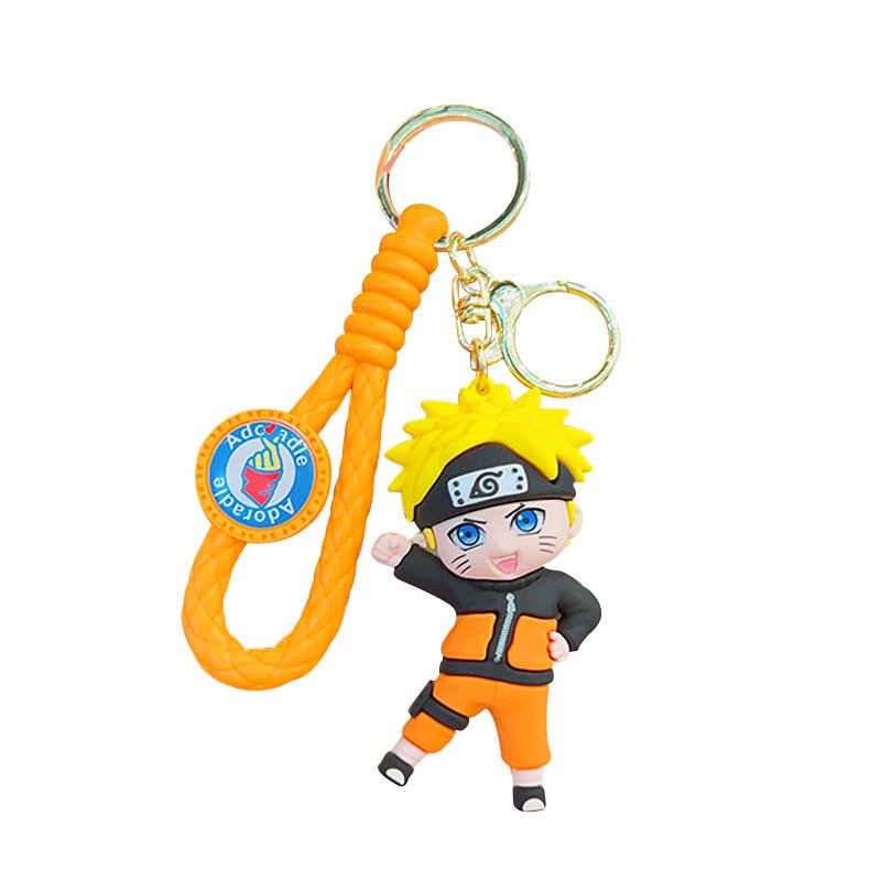 3D Doll Lovely Cartoon Ninja Keychain Car Key Accessories Promotional Gifts Anti-Lost Key Chain with Wrist Strap PVC Key Ring