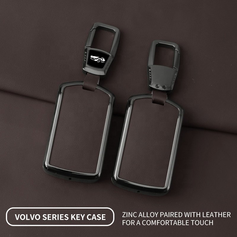 China Factory Price Car Key Fob Case New Leather Key Cover Zinc Alloy Made Protective Model Fit Car Key Case