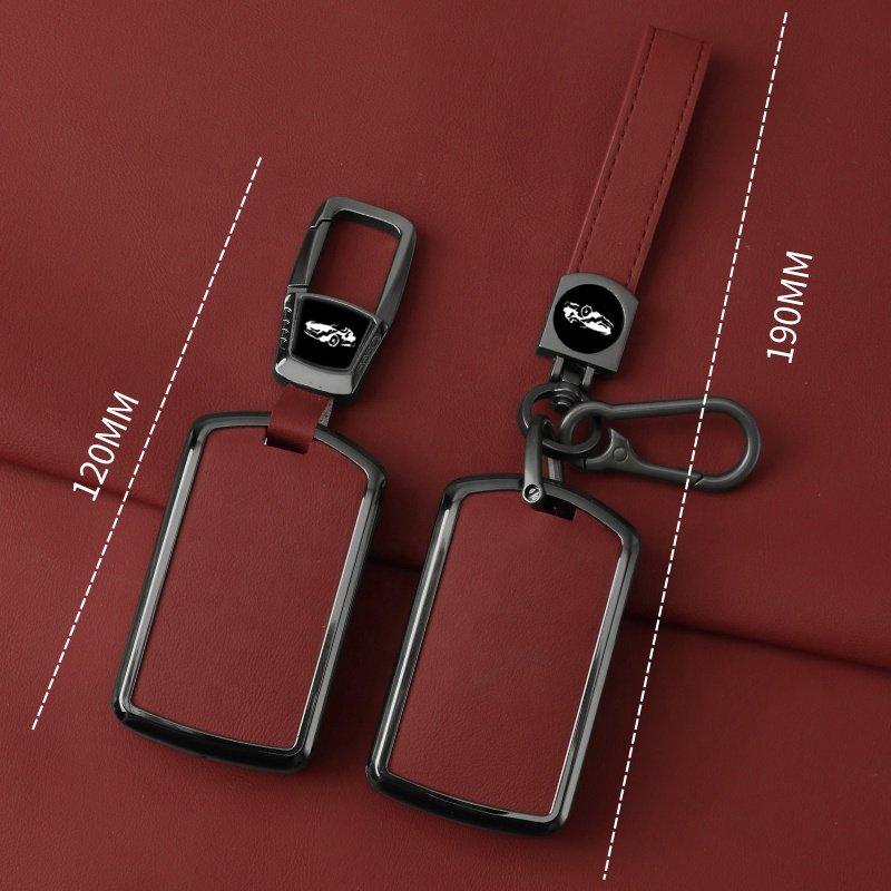 China Factory Price Car Key Fob Case New Leather Key Cover Zinc Alloy Made Protective Model Fit Car Key Case