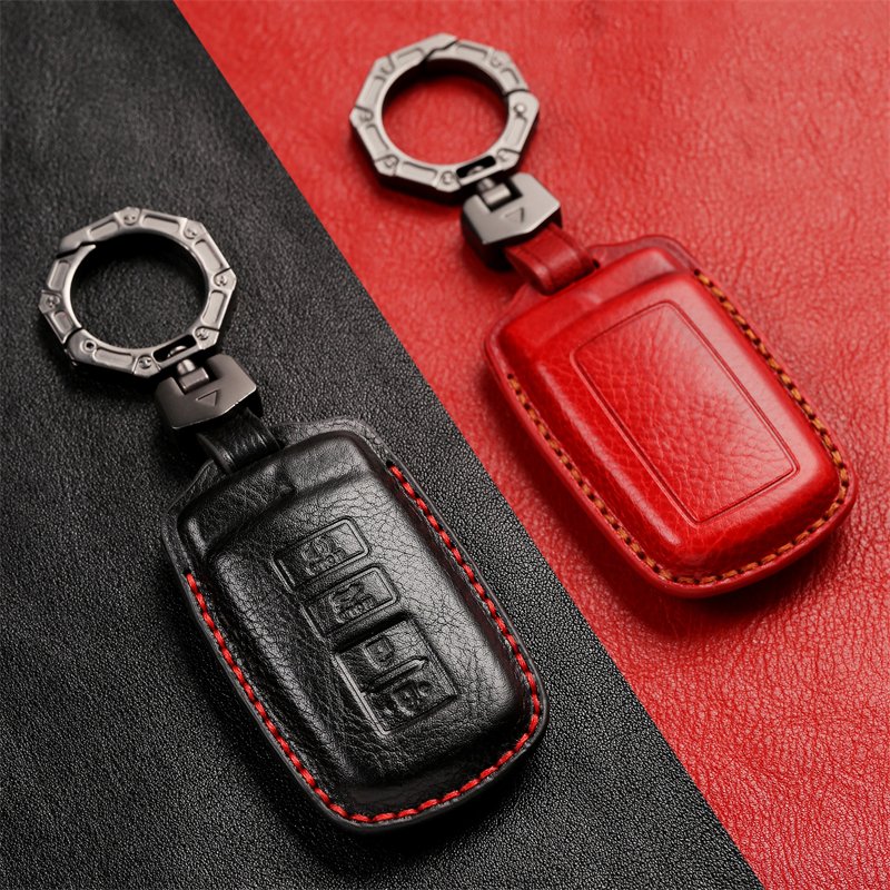 Genuine Leather Car Key Case Cover for Avalon Camry Corolla RAV4 Sequoia Highlander Accessories Keys Handmade Car key Shell