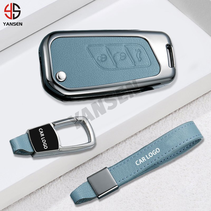 Alloy Leather Car Remote Key Case For Baic Senova X25 X30 X35 X55 X65 D50 Changhe Q25 Q35 A6