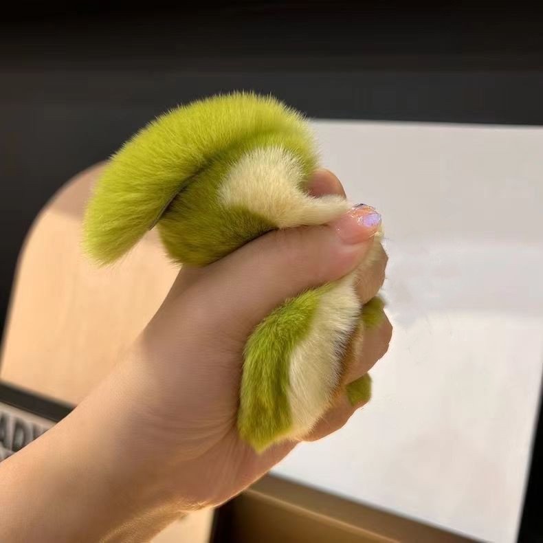 Lovely 3D Cute Fruit Avocado Plush Doll Keychains Faux Fur Pompom Keychain Car Charm Keyrings Key Holder Women Bags Pendant