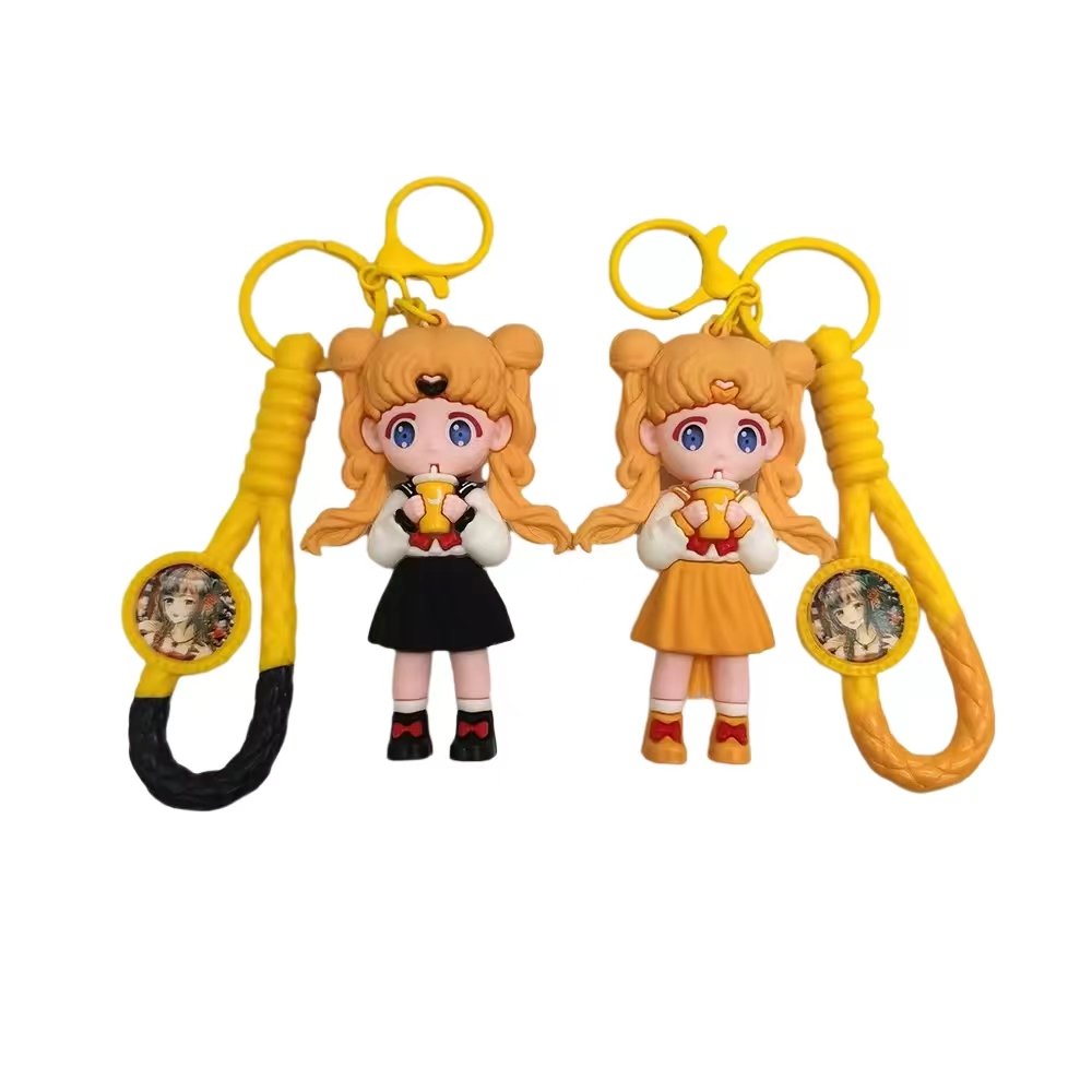 2024 Cartoon Cute 3d Anime Doll Key Chain Car Key Bag Pendant Custom 3D PVC Adorable Girl Figure Key Chains