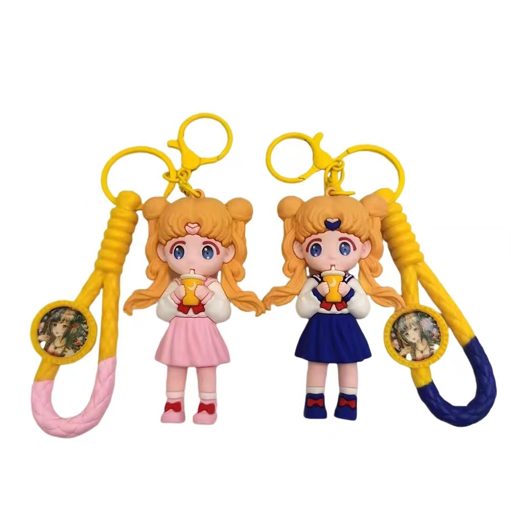 2024 Cartoon Cute 3d Anime Doll Key Chain Car Key Bag Pendant Custom 3D PVC Adorable Girl Figure Key Chains