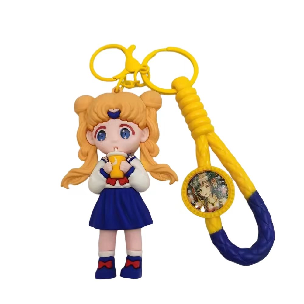 2024 Cartoon Cute 3d Anime Doll Key Chain Car Key Bag Pendant Custom 3D PVC Adorable Girl Figure Key Chains