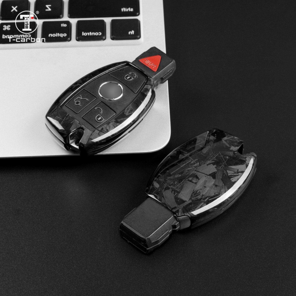 Forged Fiber Car Key Case Cover For Mercedes Benz T-carbon New Car Key Covers Factory Sales Car Interior Accessories Key Cases