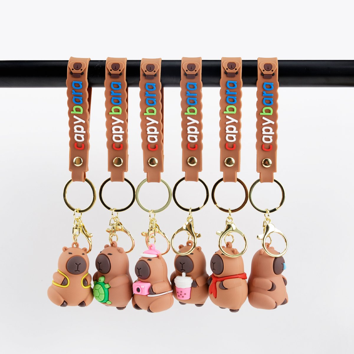 5 design Cartoon Cute Capybara Keychain 3d Silicon Keychains Cute Doll Car Key Chain Bag Pendant