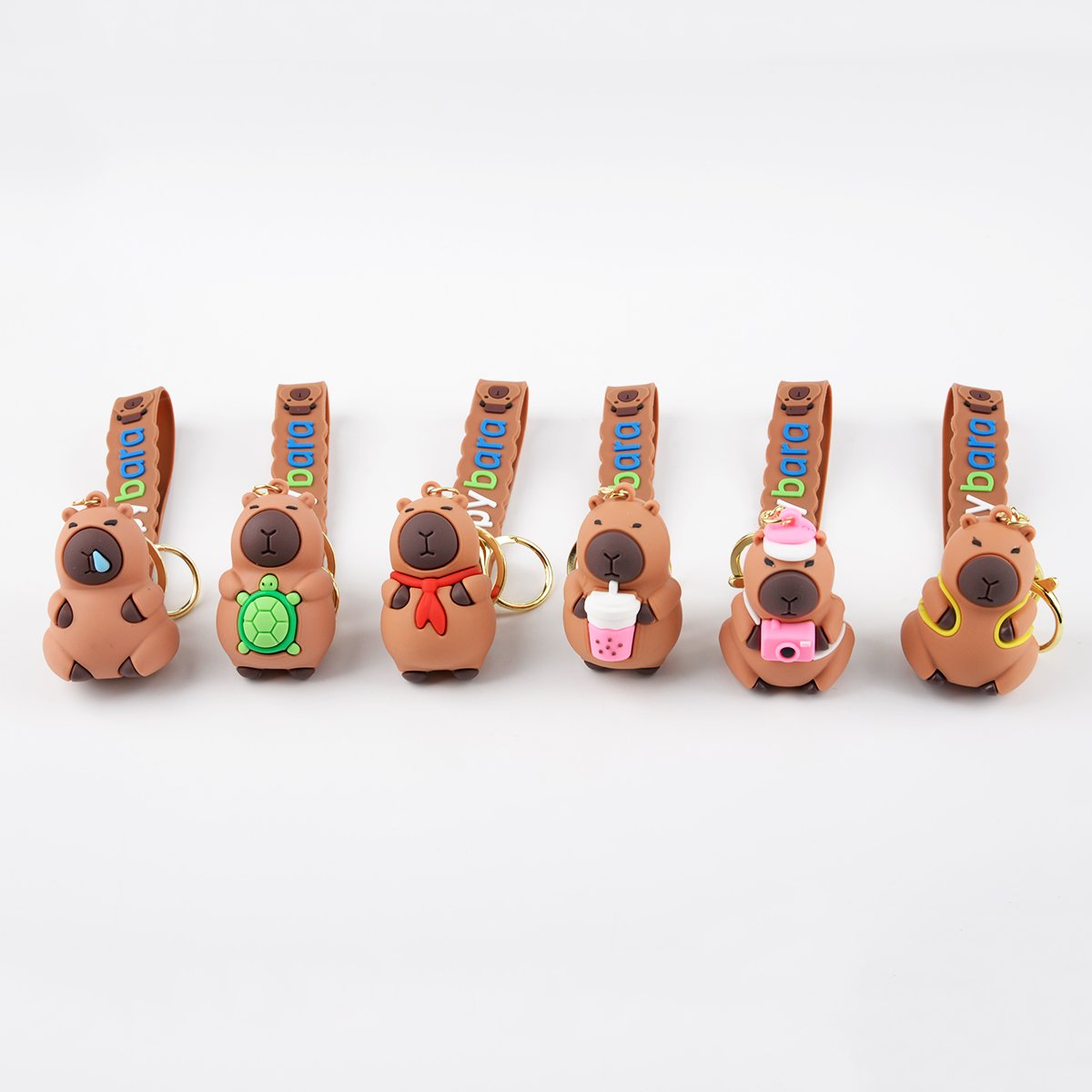 5 design Cartoon Cute Capybara Keychain 3d Silicon Keychains Cute Doll Car Key Chain Bag Pendant