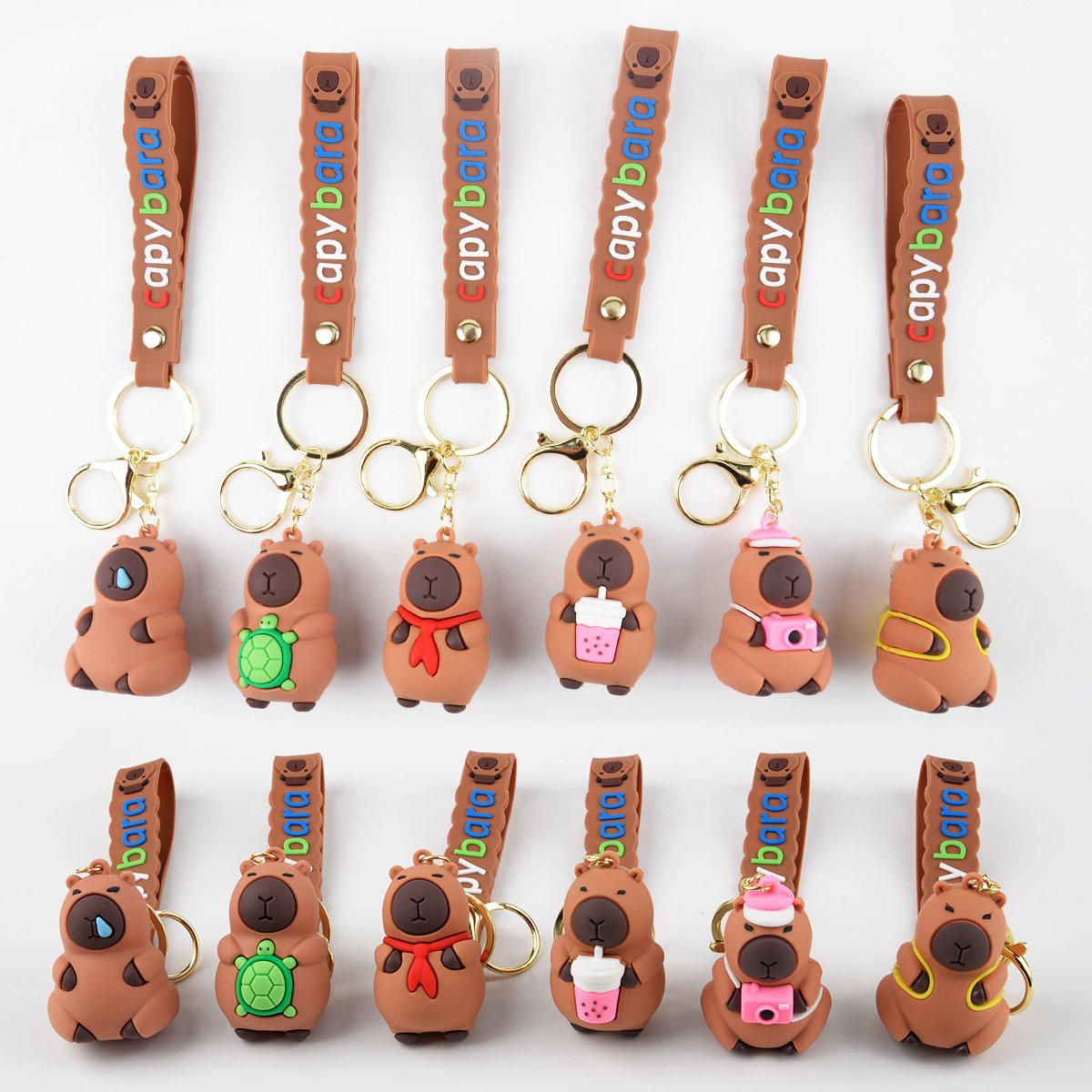 5 design Cartoon Cute Capybara Keychain 3d Silicon Keychains Cute Doll Car Key Chain Bag Pendant