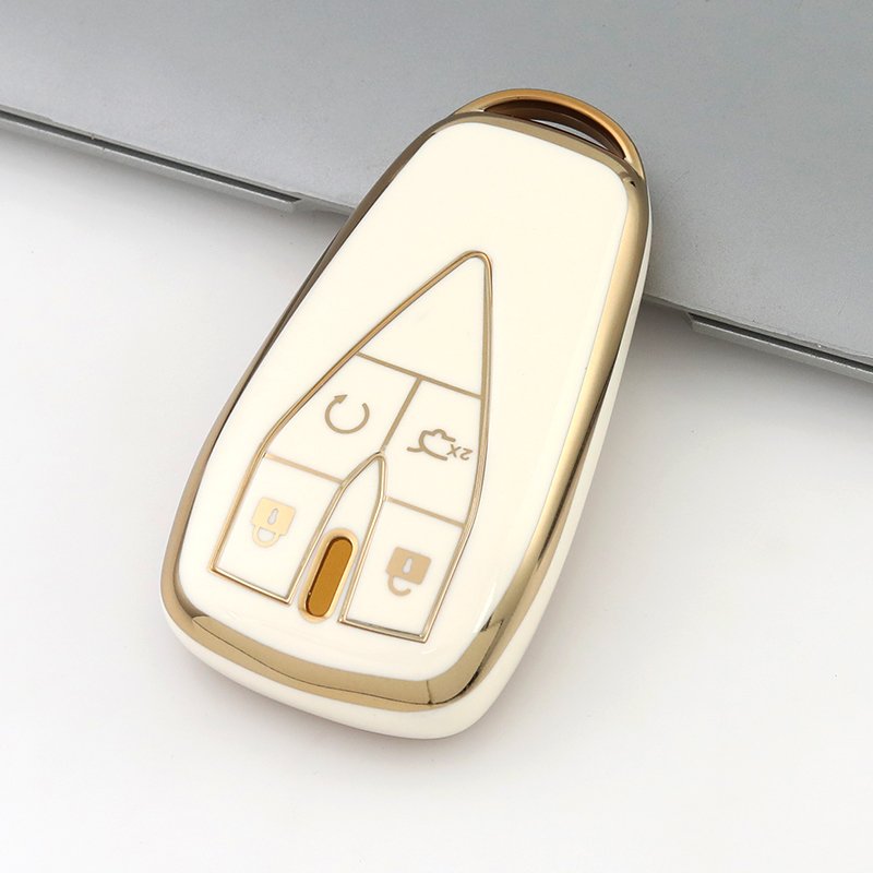 Gold Edge TPU Car Key Case Cover Fit for Changan CS35 CS75 V3 CS15 V5 V7 Oushang A600 A800 Raeton 3button Key Holder Accessories