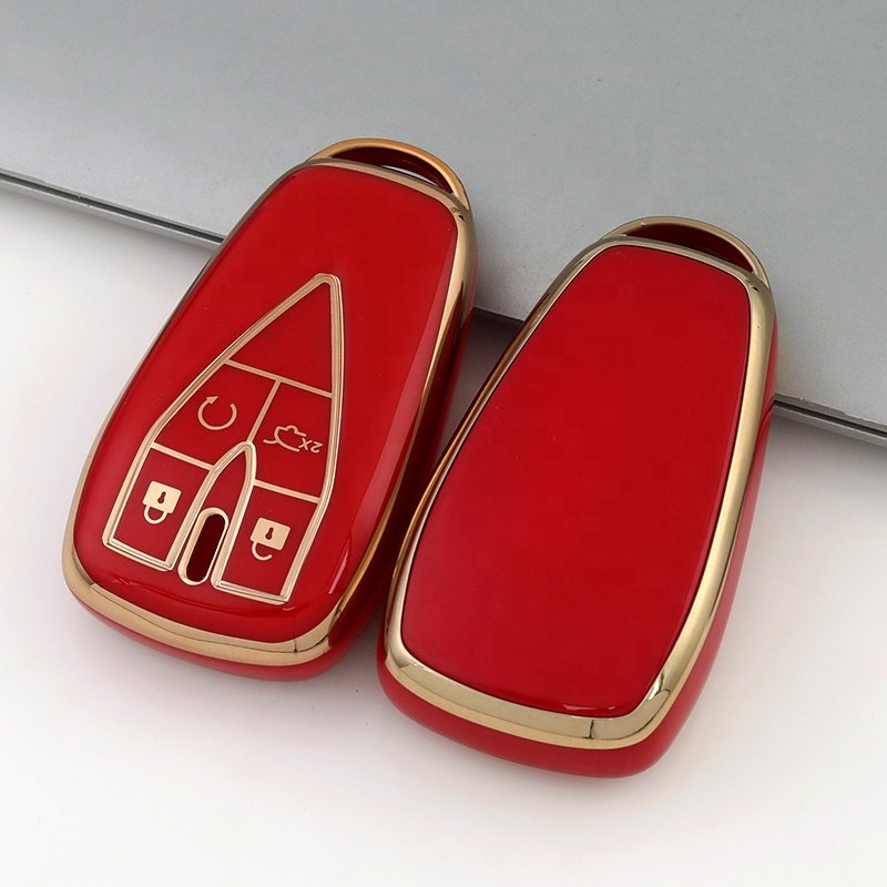 Gold Edge TPU Car Key Case Cover Fit for Changan CS35 CS75 V3 CS15 V5 V7 Oushang A600 A800 Raeton 3button Key Holder Accessories