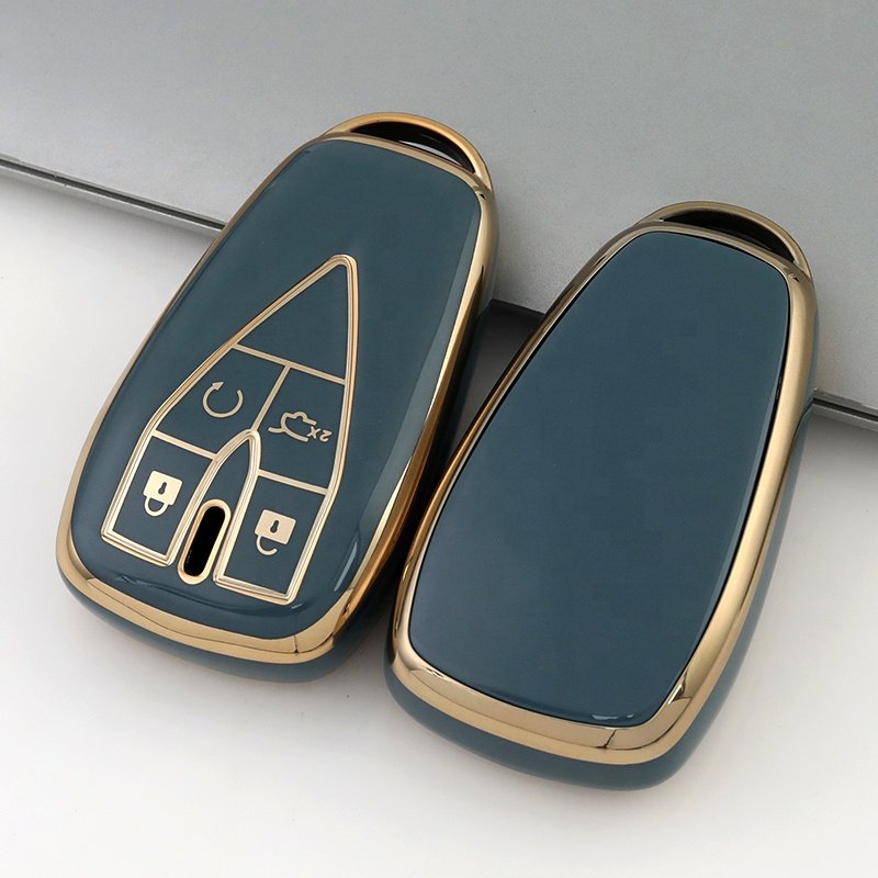 Gold Edge TPU Car Key Case Cover Fit for Changan CS35 CS75 V3 CS15 V5 V7 Oushang A600 A800 Raeton 3button Key Holder Accessories