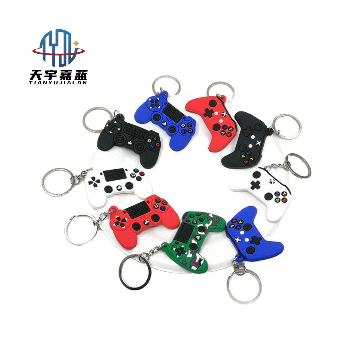 Tianyu Pvc Cartoon Key Ring Rubber 3D Key Chains Customize Promotional Gift Ps4 Keychains Gamepad Key Chain Wholesale 2024