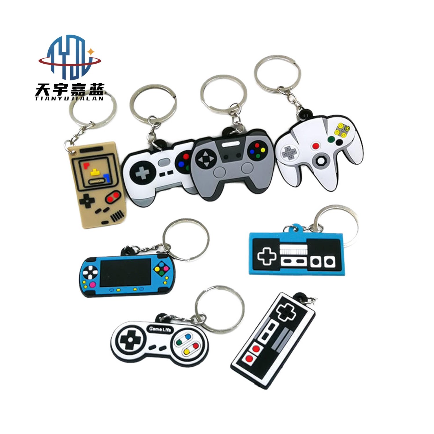 Tianyu Pvc Cartoon Key Ring Rubber 3D Key Chains Customize Promotional Gift Ps4 Keychains Gamepad Key Chain Wholesale 2024