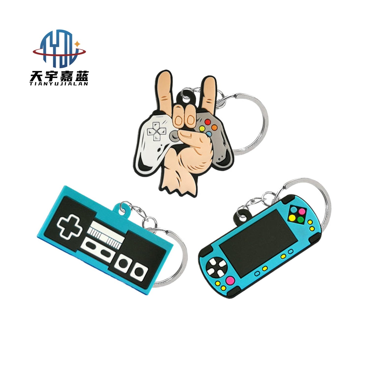 Tianyu Pvc Cartoon Key Ring Rubber 3D Key Chains Customize Promotional Gift Ps4 Keychains Gamepad Key Chain Wholesale 2024