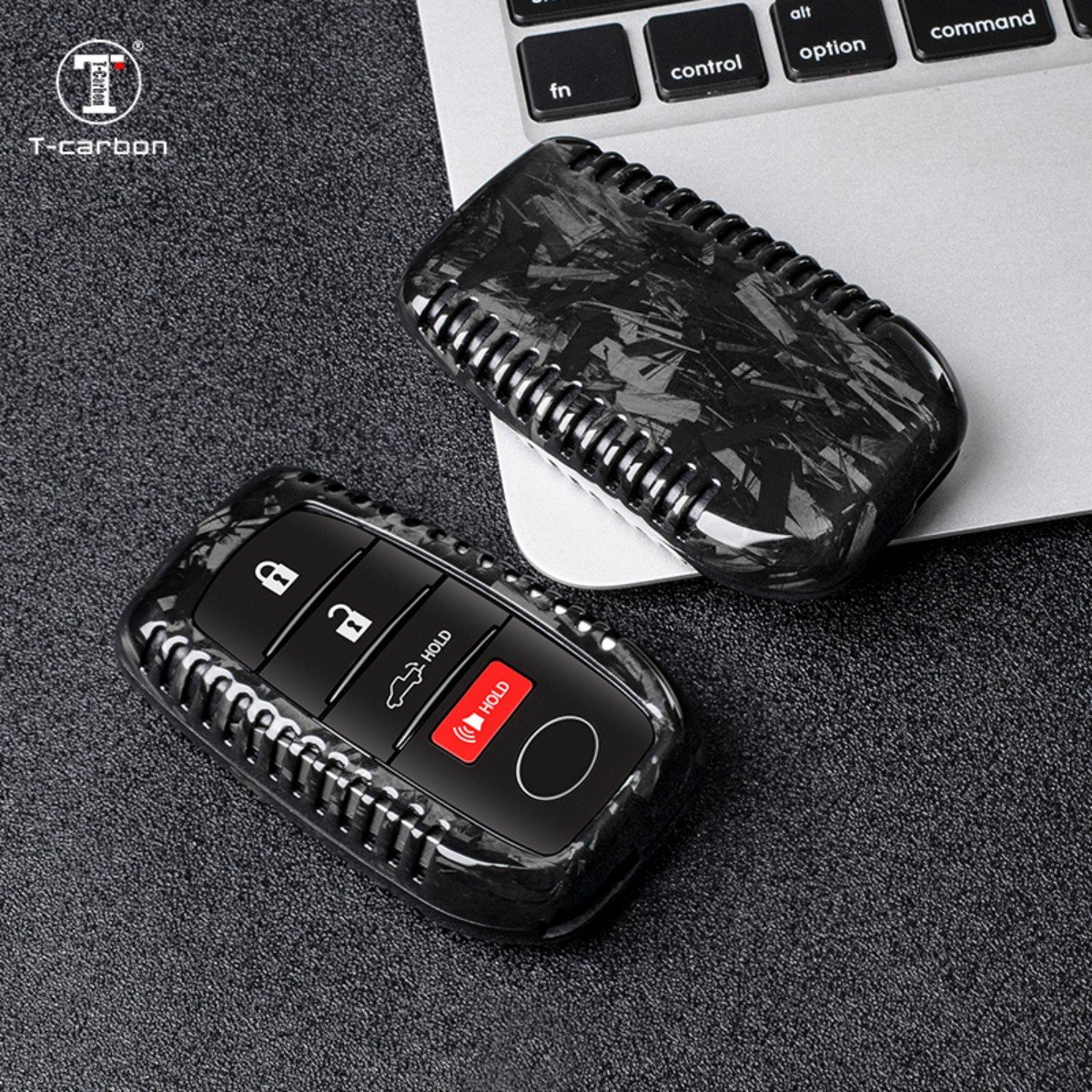 T-Carbon Carbon Fiber Car Key Cover For Toyota Highlander Prado Corolla Yaris Interior Accessories Stylish Key Case Holder