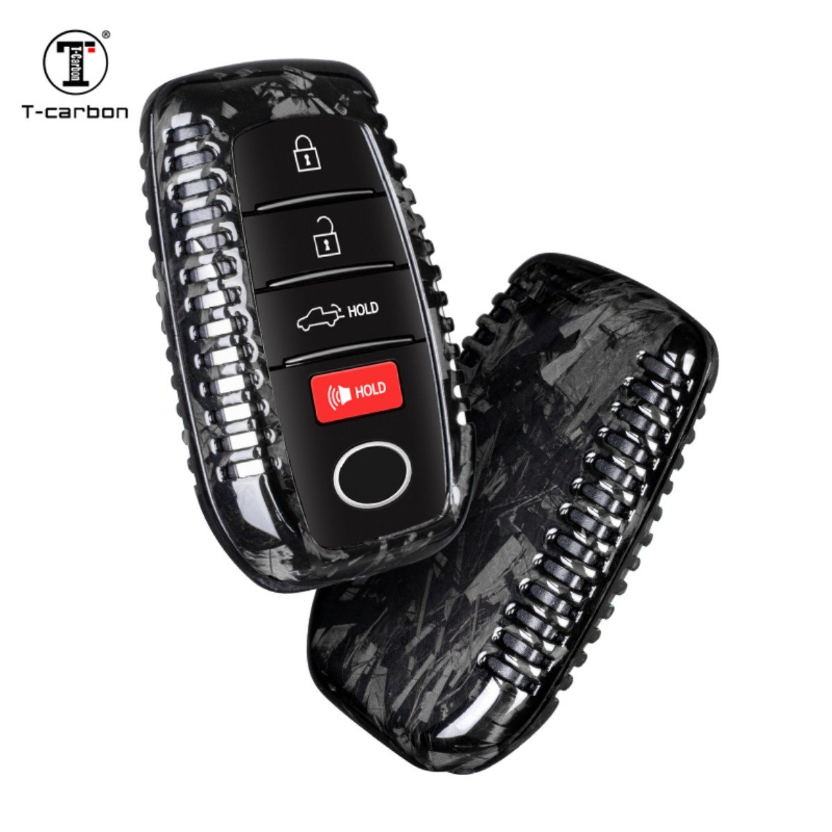 T-Carbon Carbon Fiber Car Key Cover For Toyota Highlander Prado Corolla Yaris Interior Accessories Stylish Key Case Holder