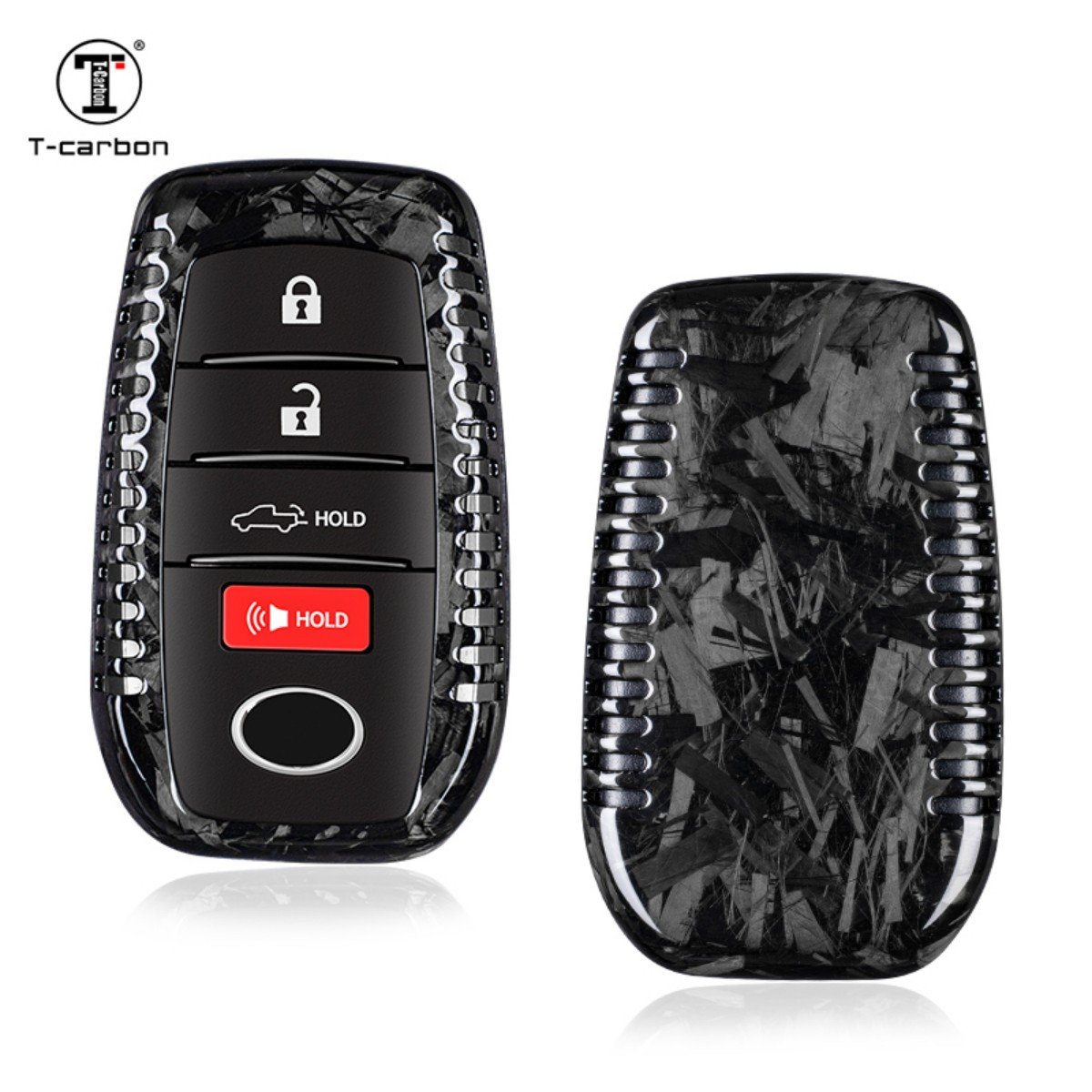 T-Carbon Carbon Fiber Car Key Cover For Toyota Highlander Prado Corolla Yaris Interior Accessories Stylish Key Case Holder