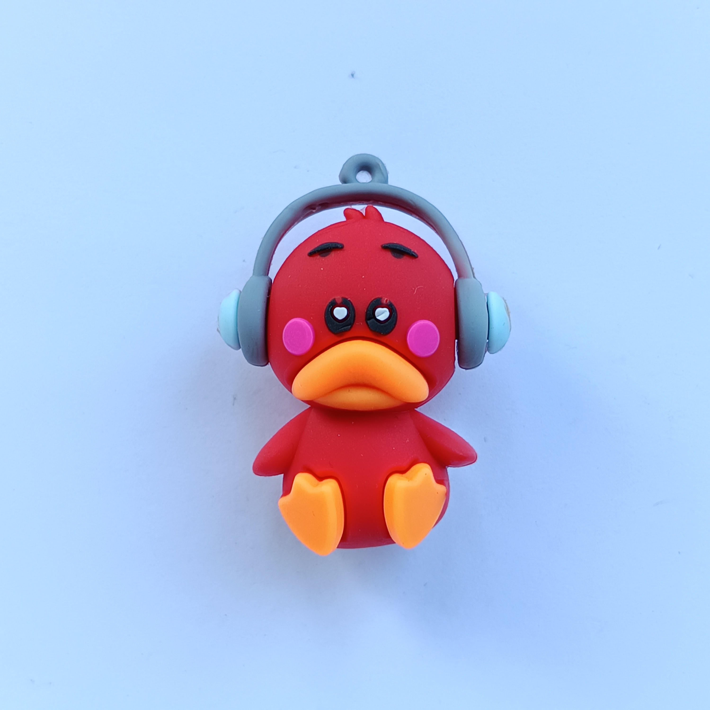 Factory Customization wholesale PVC New cartoon wearing earpiece ducky keychain doll key ring accessories Car Pendant
