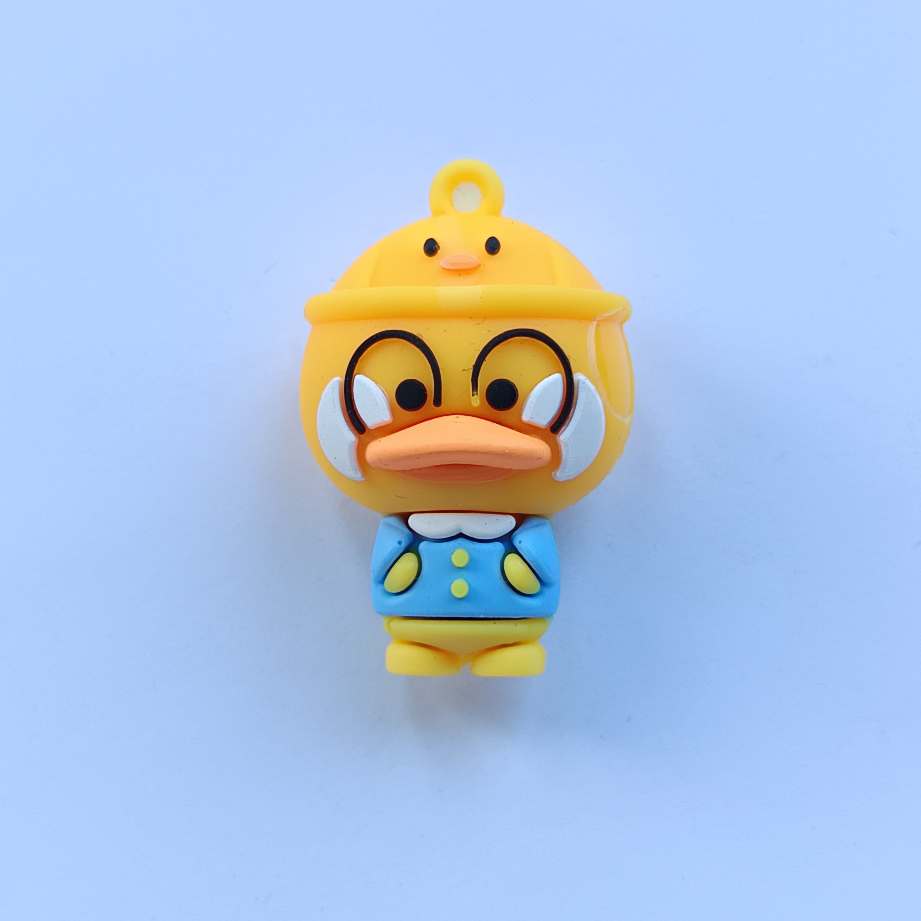 Factory Customization wholesale PVC New cartoon wearing earpiece ducky keychain doll key ring accessories Car Pendant