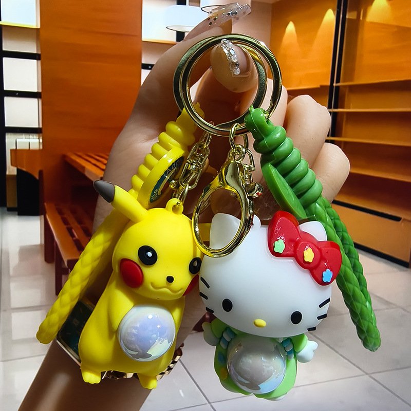 Creative Pikachu football keychain bag pendant cute doll car key chain pendant wholesale